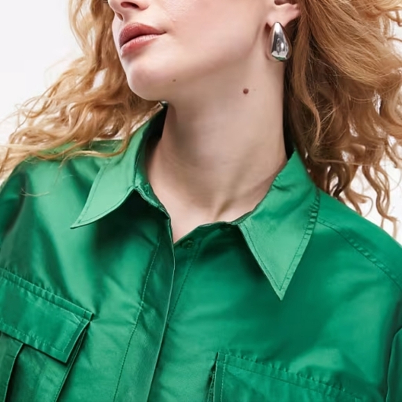 Topshop Emerald Green Blouse Size US 6 - Picture 2 of 10